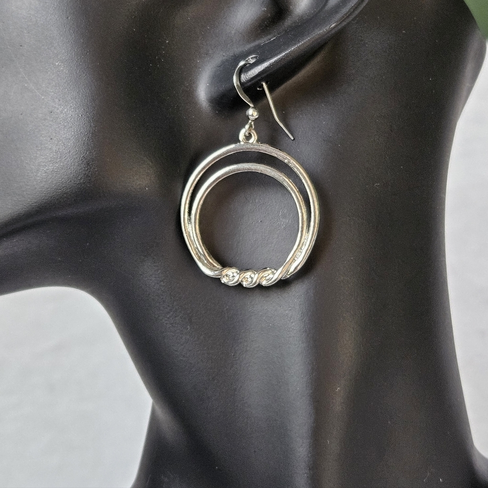 Charter Club Silver Open Circle Dangle Earrings